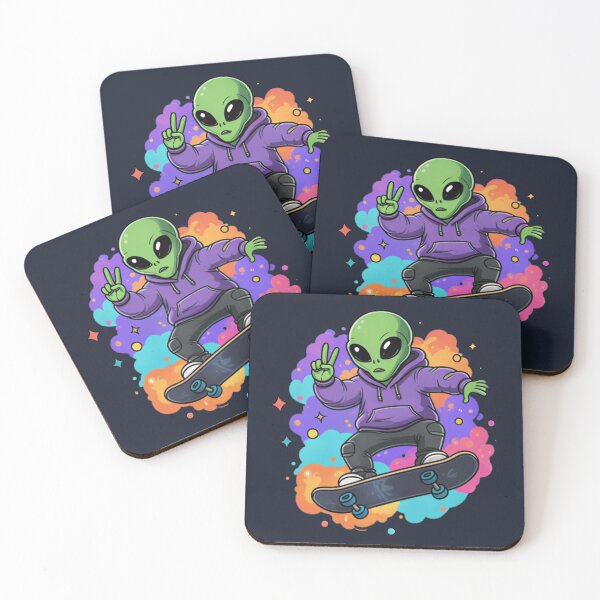 Item preview, Skateboarding Alien Vibes – Cosmic Street Art designed and sold by ChaosNest.