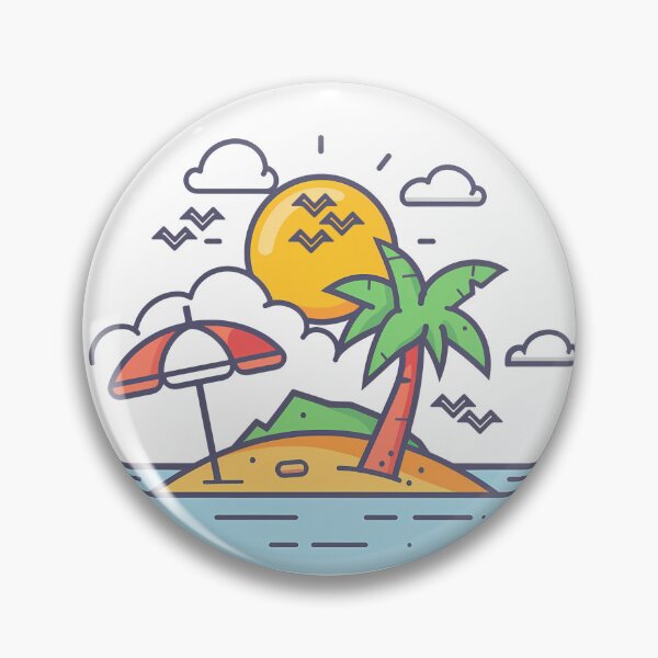Item preview, Tropical Desert Island Flat Vector Summer Vacation Paradise Design designed and sold by DesignArtist.ia.