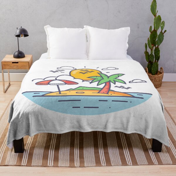 Item preview, Tropical Desert Island Flat Vector Summer Vacation Paradise Design designed and sold by DesignArtist.ia.