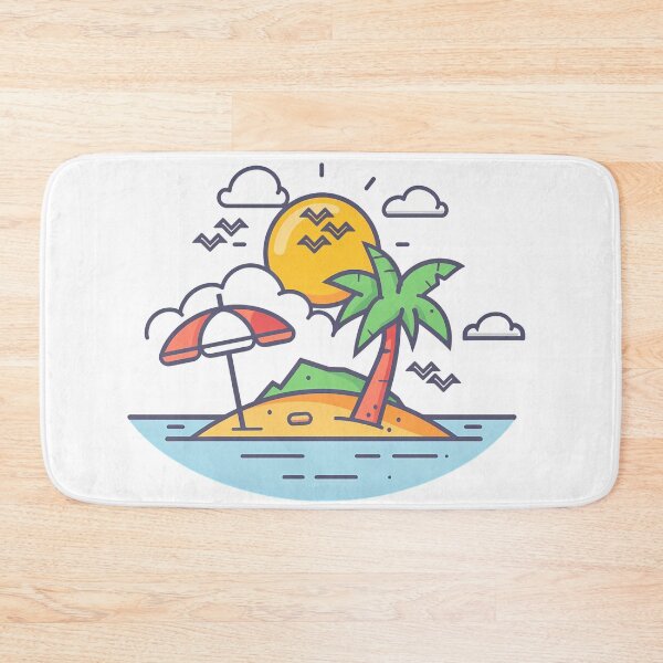 Item preview, Tropical Desert Island Flat Vector Summer Vacation Paradise Design designed and sold by DesignArtist.ia.