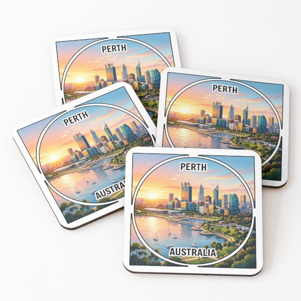 Item preview, Perth Australia Skyline Sunset Travel Poster Art designed and sold by PixelParinda.