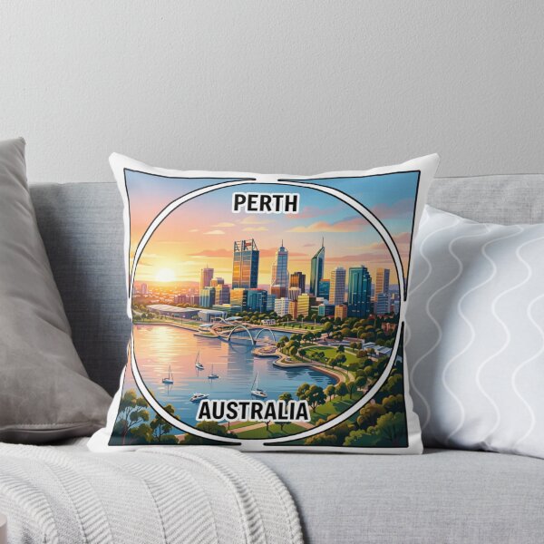 Item preview, Perth Australia Skyline Sunset Travel Poster Art designed and sold by PixelParinda.
