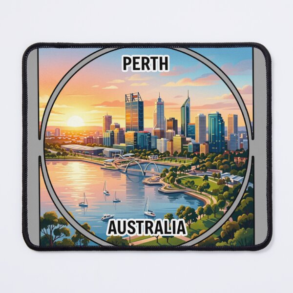 Item preview, Perth Australia Skyline Sunset Travel Poster Art designed and sold by PixelParinda.