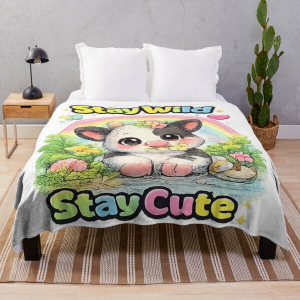 Item preview, Stay Wild Stay Cute Cow – Kawaii Baby Cow Rainbow Design designed and sold by Clothes With Smiling Animals Walt Gral.