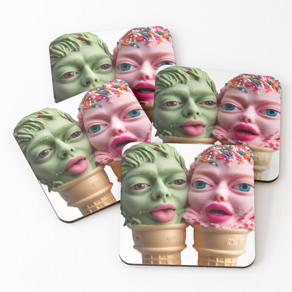 Item preview, Green & Pink Ice Cream Heads designed and sold by LujziWorld.
