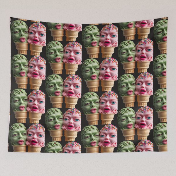 Item preview, Green & Pink Ice Cream Heads designed and sold by LujziWorld.