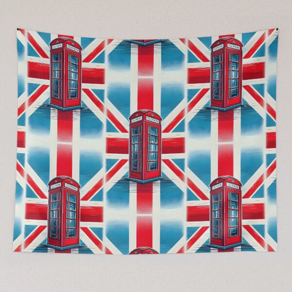 Item preview, Vintage London Telephone Booth with Union Jack – Retro British Illustration designed and sold by Sybille-Yates.