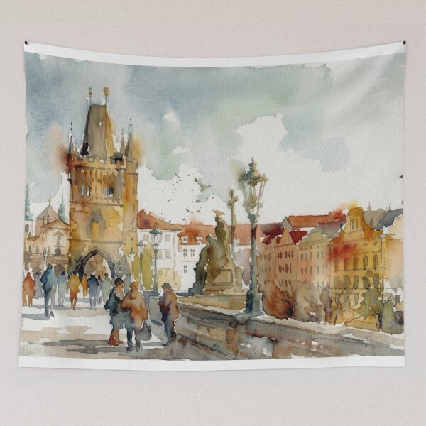 Item preview, Prague Charles Bridge Watercolor designed and sold by caracatita75.