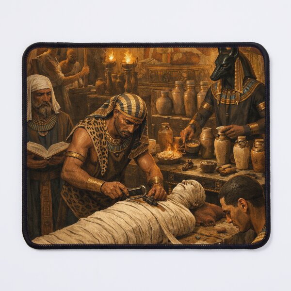 Item preview, Ancient Egyptian Mummification Ritual | Anubis Embalming Chamber Dark Egypt Art designed and sold by Queen Cleopatra.