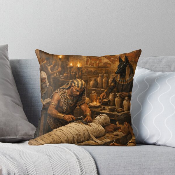 Item preview, Ancient Egyptian Mummification Ritual | Anubis Embalming Chamber Dark Egypt Art designed and sold by Queen Cleopatra.