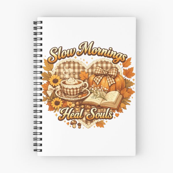 Item preview, Slow Mornings Heal Souls Coquette Fall Shirt, Gingham Autumn Aesthetic Tee, Cozy Pumpkin Coffee Graphic T-Shirt designed and sold by XxZainStylexX.