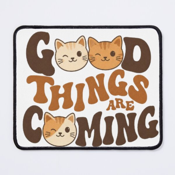 Item preview, Good Things Are Coming Cat T-Shirt – Retro Cute Cat Typography Graphic Tee designed and sold by IconicDesignsXd.