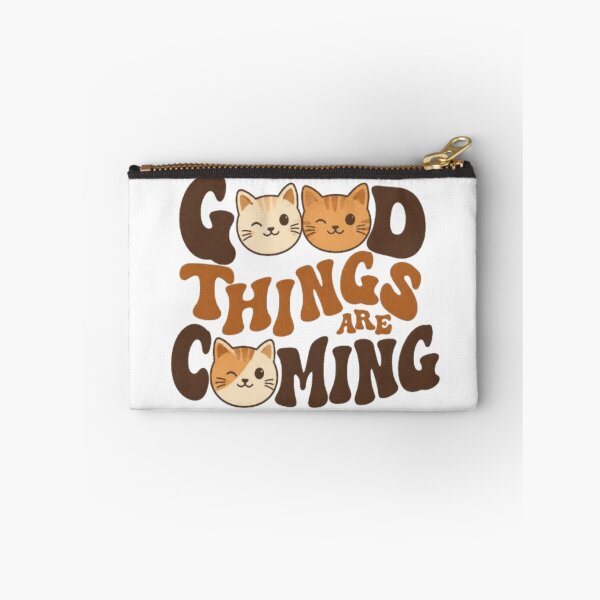 Item preview, Good Things Are Coming Cat T-Shirt – Retro Cute Cat Typography Graphic Tee designed and sold by IconicDesignsXd.