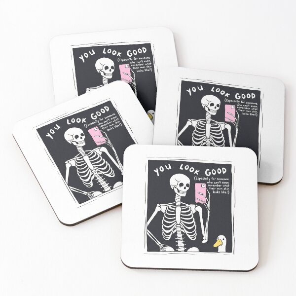 Item preview, You Look Good Funny Skeleton Pink Mobile Mirror Selfie designed and sold by OneArtDigital.
