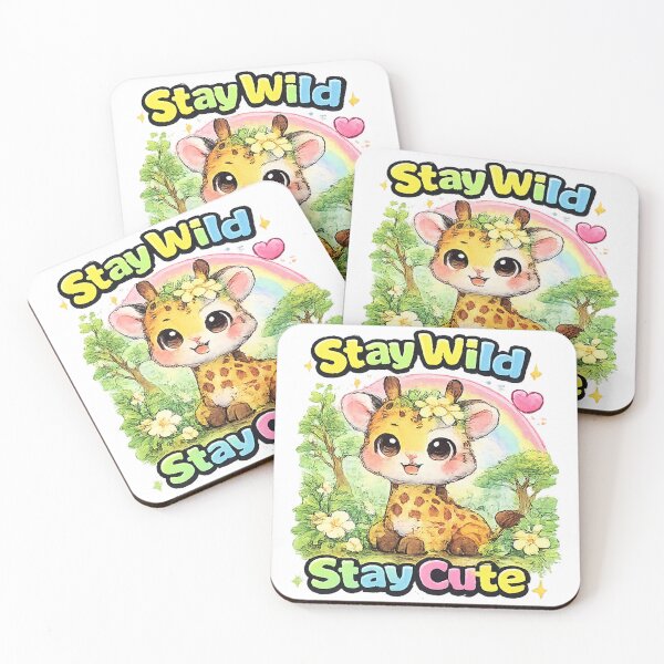 Item preview, Stay Wild Stay Cute Giraffe – Kawaii Baby Giraffe Rainbow Design designed and sold by Clothes With Smiling Animals Walt Gral.