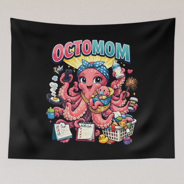 Item preview, Funny Octomom Mother Octopus Cartoon Parenting Chaos Humor designed and sold by 3rd Eye Perceptions.