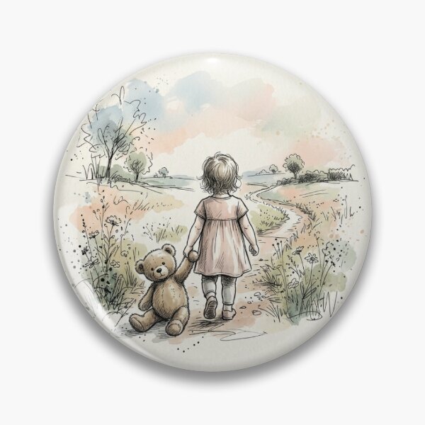 Item preview, Sweet Friendship - Little Girl Hugging Her Teddy Bear Sketch designed and sold by myforestfog.