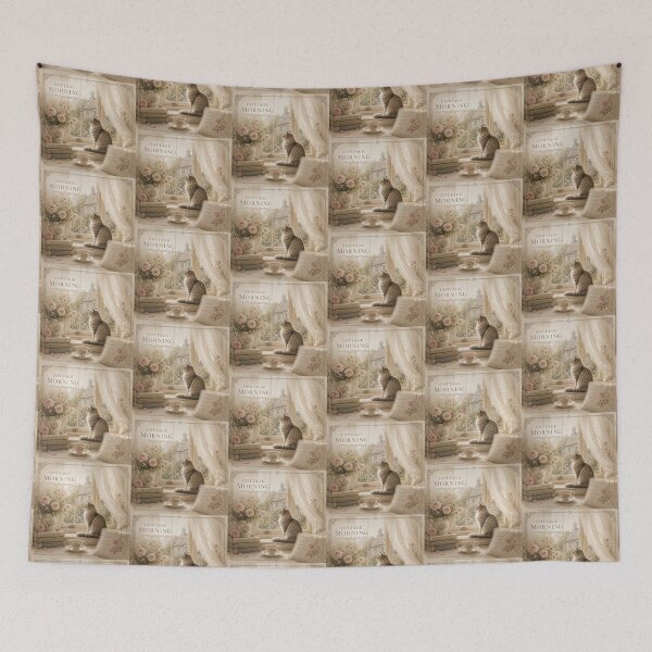 Item preview, Cottage Morning – Elegant Cat by the Window Vintage Design designed and sold by TresChicIdeas.