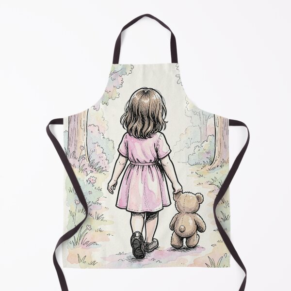 Item preview, Walking into the Fairytale - Little Girl and Teddy Bear in Watercolor Forest designed and sold by myforestfog.