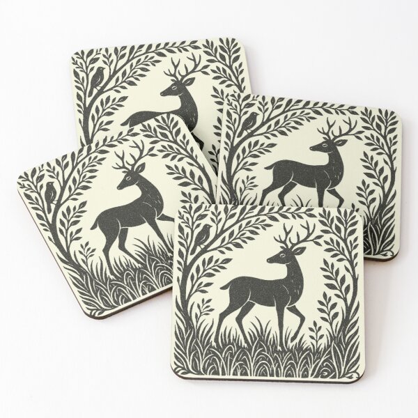 Item preview, Woodland Deer Nature Silhouette Vintage Forest Art T-Shirt designed and sold by Negisandeep studio.