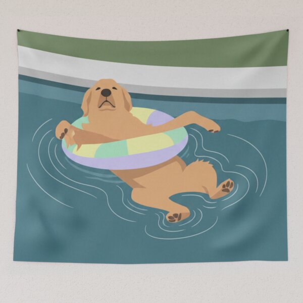 Item preview, Golden Retriever Chilling in Swimming Pool designed and sold by goldcov.