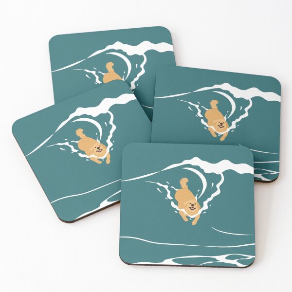 Item preview, Golden Retriever Surfing the Big Wave - Minimalist Art designed and sold by goldcov.