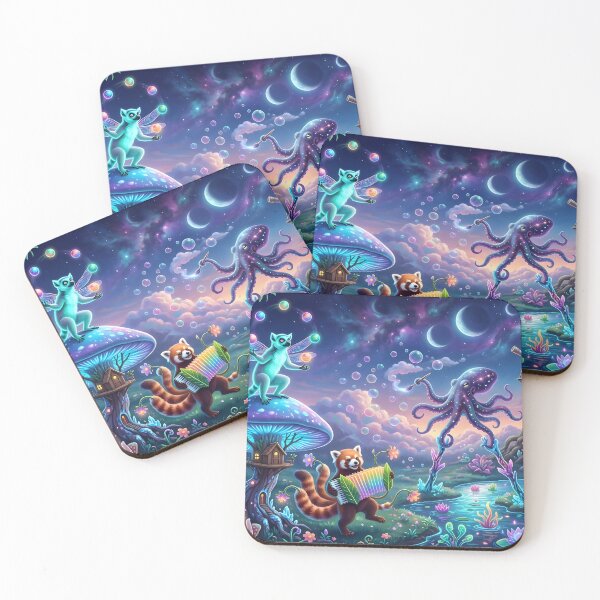 Item preview, Psychedelic Fantasy Forest with Magical Creatures – Dreamy Cosmic Illustration designed and sold by Sybille-Yates.