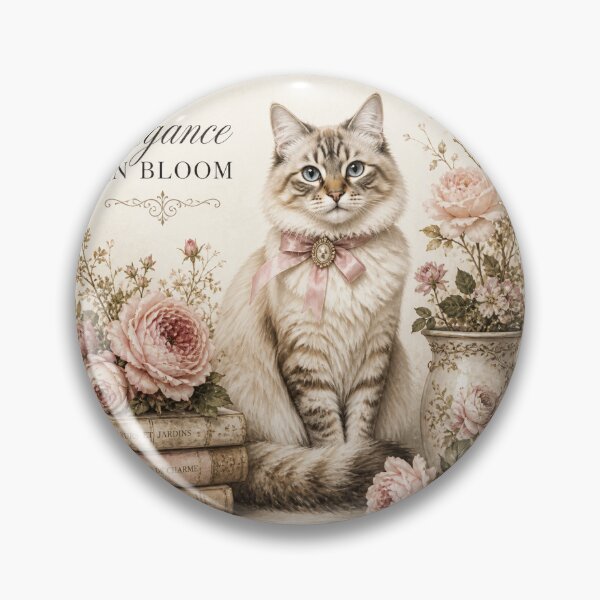 Item preview, Elegance in Bloom – Vintage Cat Floral Cottagecore Design designed and sold by TresChicIdeas.