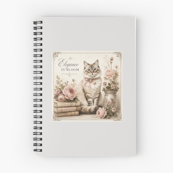 Item preview, Elegance in Bloom – Vintage Cat Floral Cottagecore Design designed and sold by TresChicIdeas.