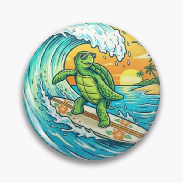 Item preview, Surfing Sea Turtle – Tropical Beach Design designed and sold by Dogandesighn.