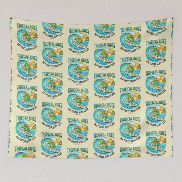 Item preview, Surfing Sea Turtle – Tropical Beach Design designed and sold by Dogandesighn.