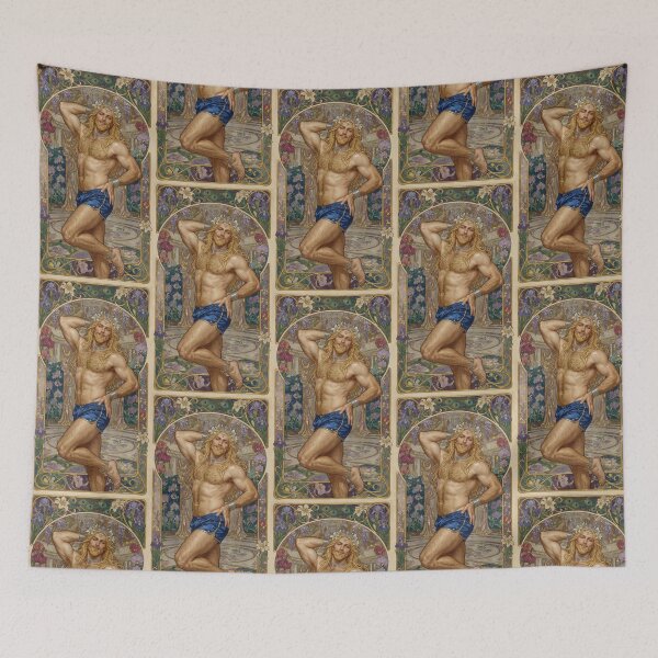 Item preview, Muscular Male Cinderella in Royal Blue Shorts designed and sold by ZhivanCrimson.