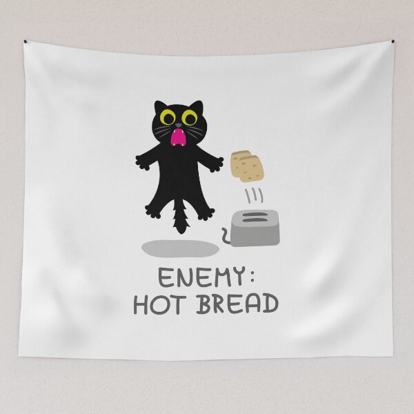 Item preview, Enemy: Hot Bread - Funny Scared Black Cat Design designed and sold by fishdesigns.
