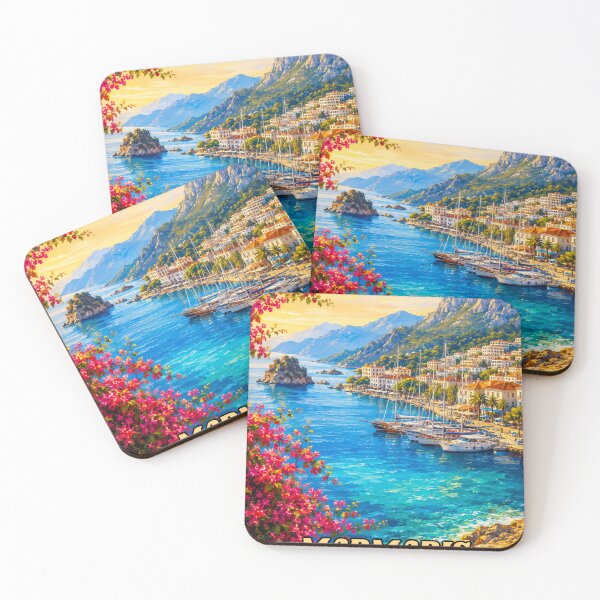 Item preview, Marmaris Turkey Coastal Town Vintage Travel Poster Art designed and sold by PixelParinda.