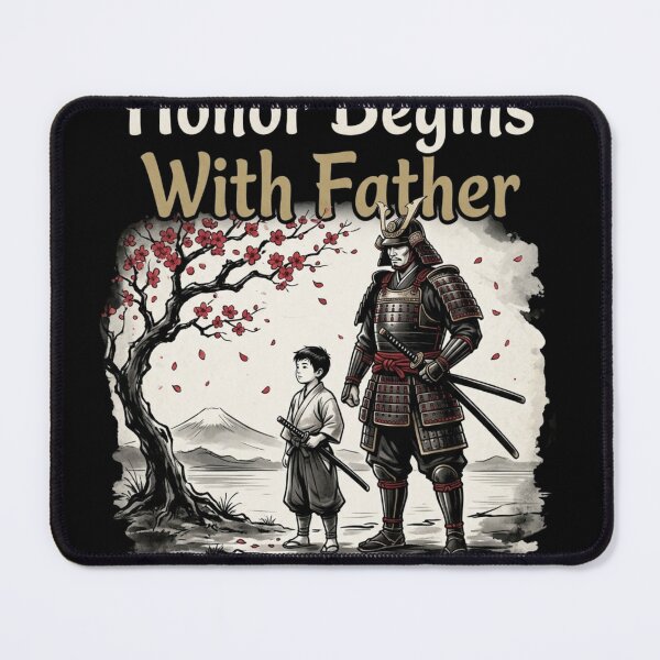 Aperçu de l'œuvre Honor Begins With Father | Samurai Father Shirt créée et vendue par smailait.