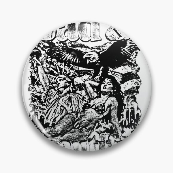 Item preview, Bad Beautiful American Eagle Statue Liberty Pin Up Woman Patriotic black and white designed and sold by graphixpolash.