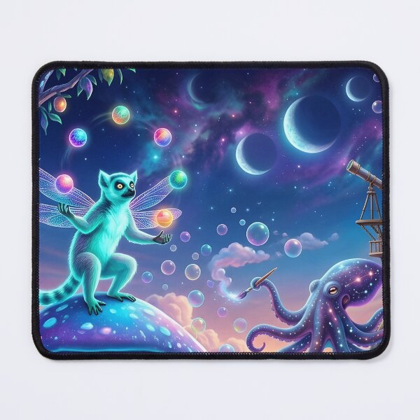 Item preview, Psychedelic Fantasy Forest with Magical Creatures – Dreamy Cosmic Illustration designed and sold by Sybille-Yates.