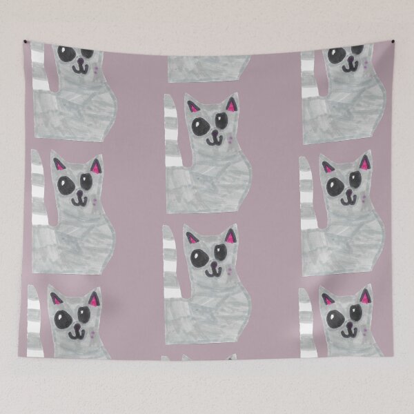 Item preview, Cute Grey Cat Hand Drawn Kids Art designed and sold by nimbfeja.