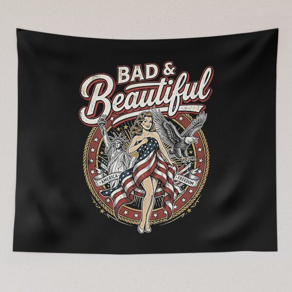 Item preview,  Bad Beautiful Vintage Pin Up Woman American Flag Eagle Freedom designed and sold by graphixpolash.