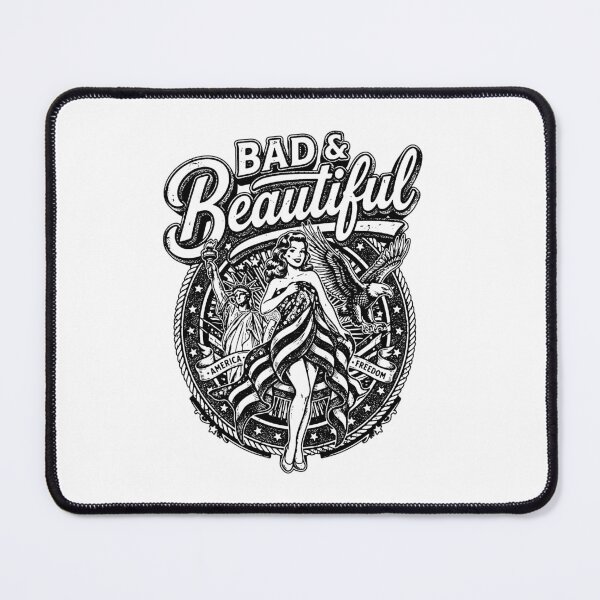 Item preview, Bad Beautiful Vintage Pin Up Woman American Flag Eagle Freedom black and white designed and sold by graphixpolash.