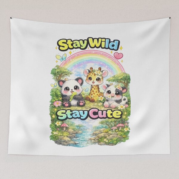 Item preview, Stay Wild Stay Cute Animal Friends – Kawaii Safari & Farm Animals Design designed and sold by Clothes With Smiling Animals Walt Gral.