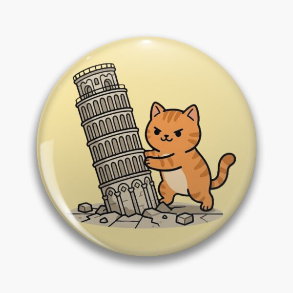 Item preview, Funny Orange Cat Pushing The Leaning Tower of Pisa designed and sold by MythoWorldddd.