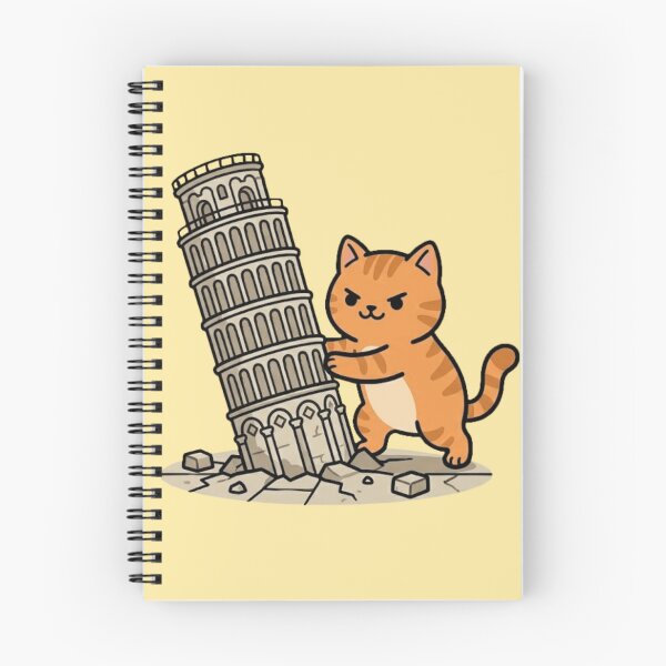 Item preview, Funny Orange Cat Pushing The Leaning Tower of Pisa designed and sold by MythoWorldddd.