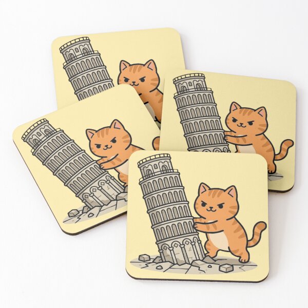 Item preview, Funny Orange Cat Pushing The Leaning Tower of Pisa designed and sold by MythoWorldddd.