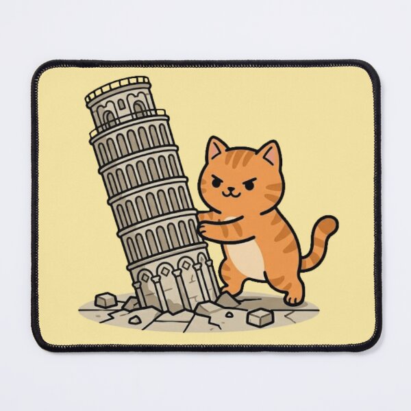 Item preview, Funny Orange Cat Pushing The Leaning Tower of Pisa designed and sold by MythoWorldddd.