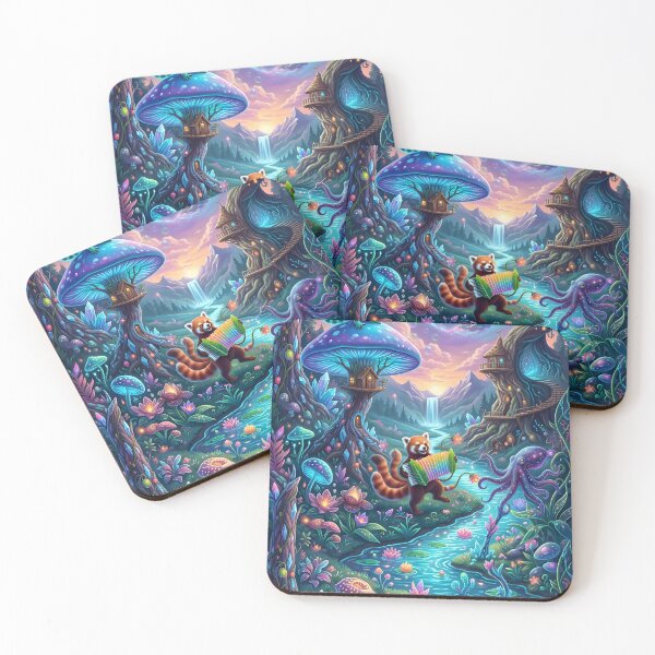 Item preview, Psychedelic Fantasy Forest with Magical Creatures – Dreamy Cosmic Illustration designed and sold by Sybille-Yates.