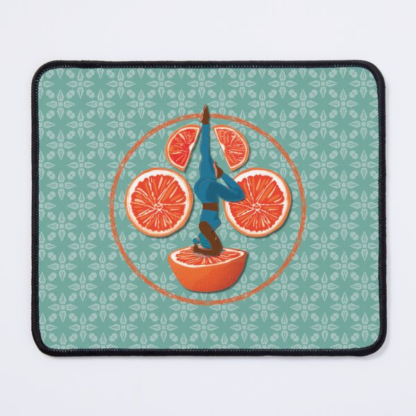 Item preview, The woman juicing a blood orange, aquamarine background designed and sold by WONDERPRINTVALLEY.