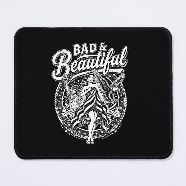 Item preview, Bad Beautiful Vintage Pin Up Woman American Flag Eagle Freedom black and white designed and sold by graphixpolash.