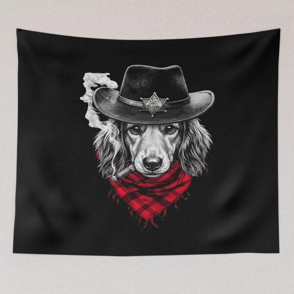 Item preview, Cowboy Dog Sheriff Cigar Bandana Art designed and sold by OlyvieArt.