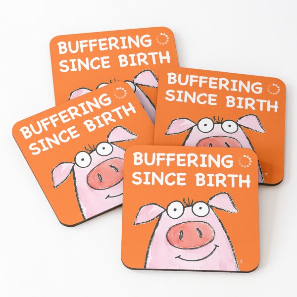 Item preview, Funny Pig Meme Sticker – Buffering Since Birth Cute Cartoon Animal designed and sold by 516 Studio.